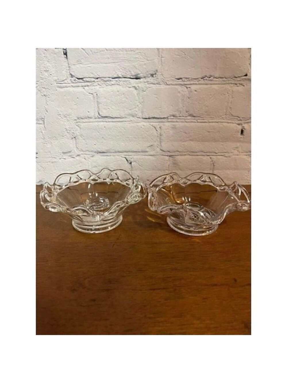 Vintage Duncan Miller Lace Edge Candle Holders Set of 2